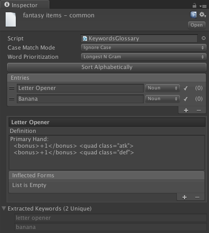 KeywordsGlossary Inspector