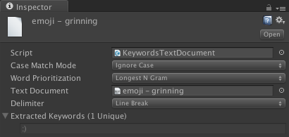 KeywordsTextDocument Inspector