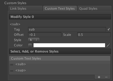 Custom Text Styles Inspector