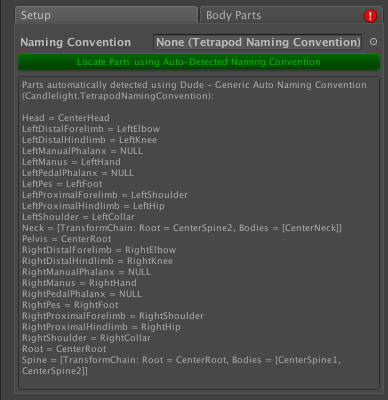 Tabs in the HumanoidRagdoll Inspector with Generic Avatar